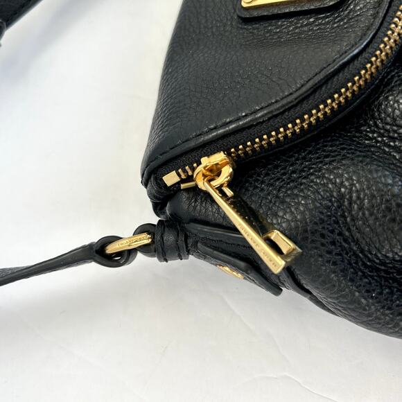 Marc Jacobs Natasha Pebbled Leather Crossbody Black Handbag Purse Designer Zip - Picture 11 of 16